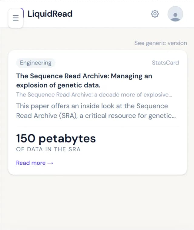 LiquidRead mobile responsive view