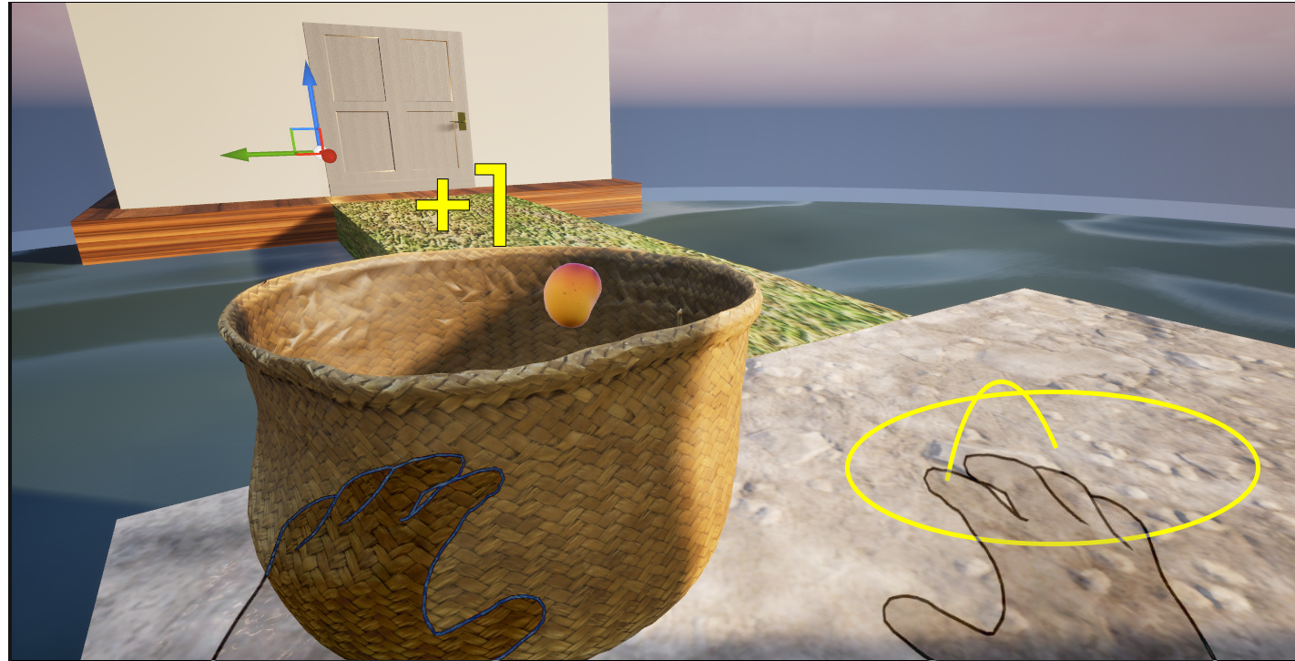 Mango falling into basket