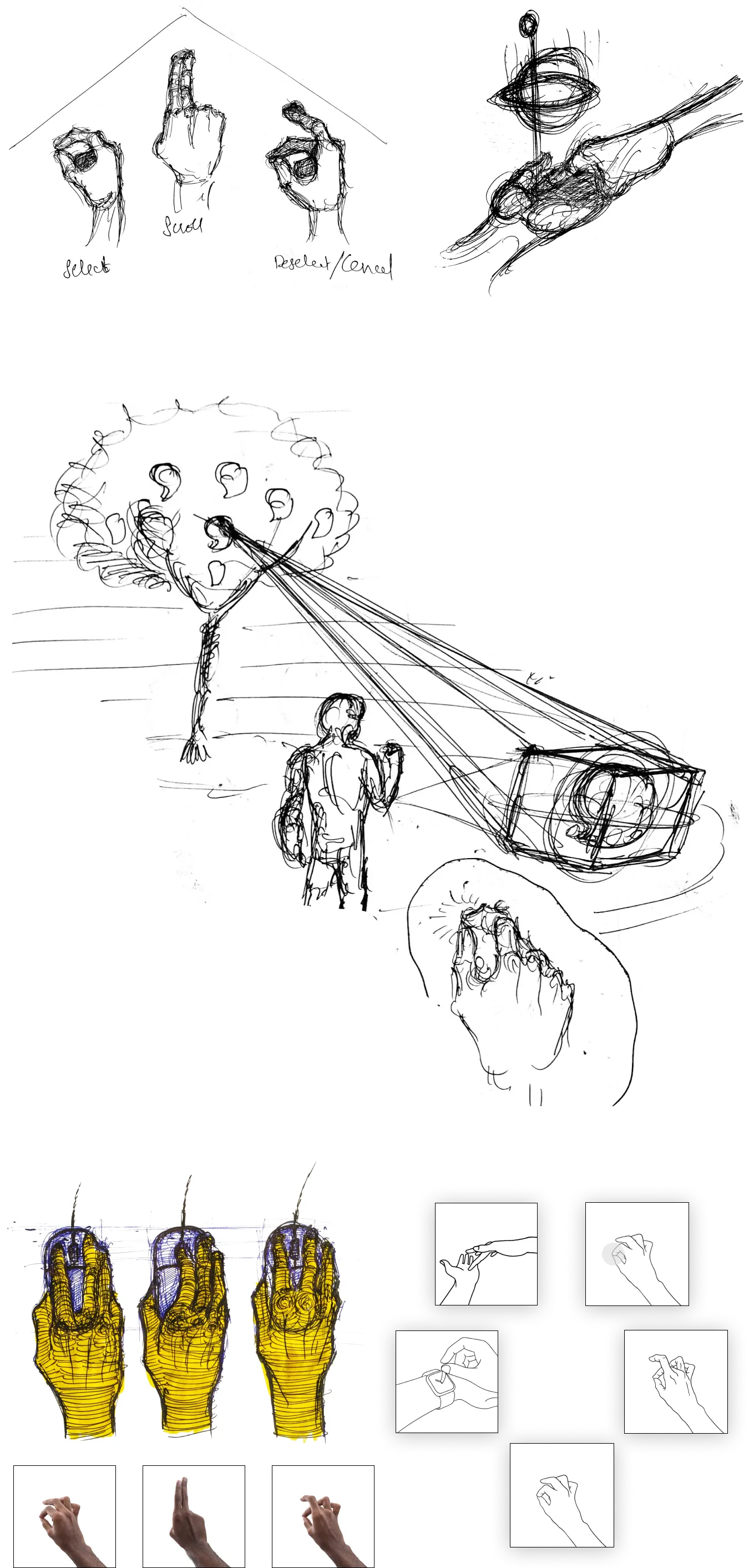 Interaction ideation sketches